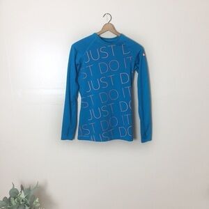 [Nike] Small Blue Pro Combat Therma-Fit Long Sleeve Top